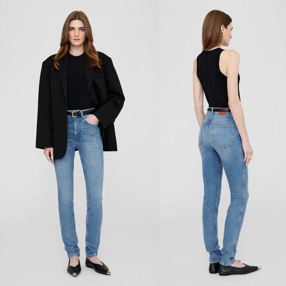 Anine Bing | NWT Beck High Rise Skinny Jeans Enamel Blue 24 - Picture 1 of 12